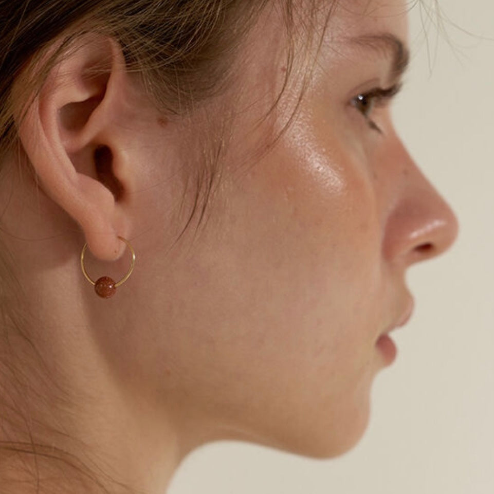 Mini Gemstone Drop Hoop Earrings 18K Gold Filled Mini Gemstone Drop Hoop Earrings 18K Gold Filled