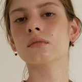 Mini Gemstone Drop Hoop Earrings 18K Gold Filled