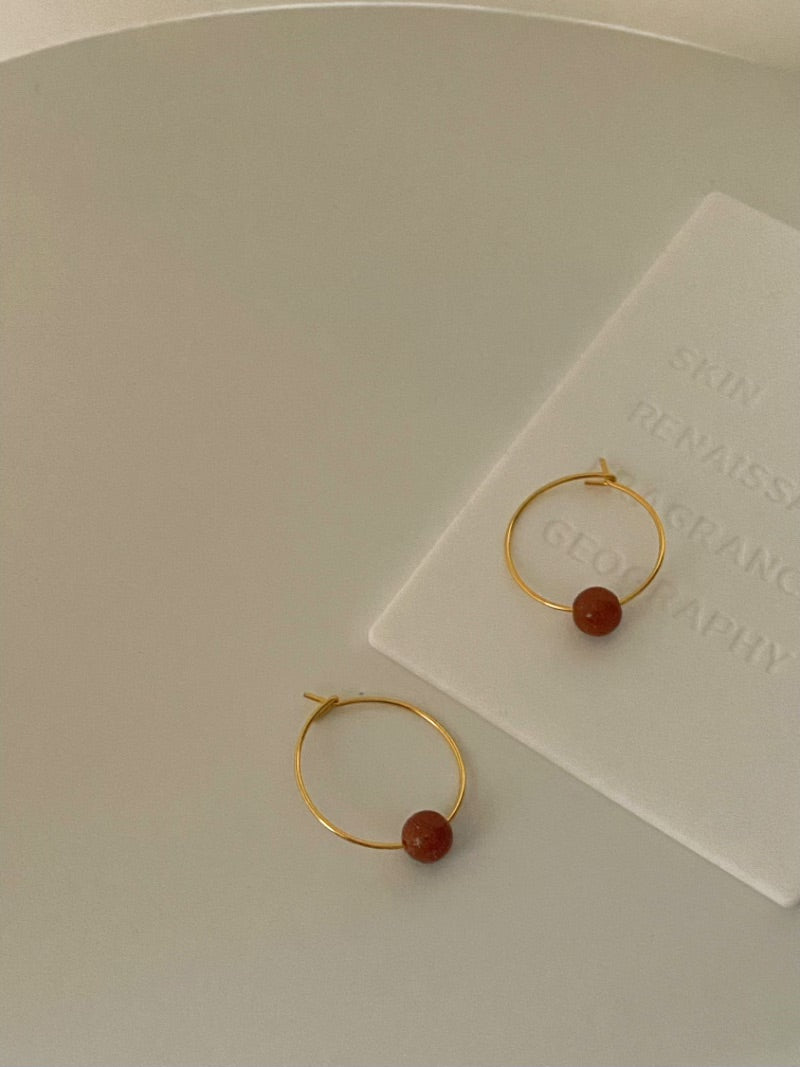 Mini Gemstone Drop Hoop Earrings 18K Gold Filled Mini Gemstone Drop Hoop Earrings 18K Gold Filled