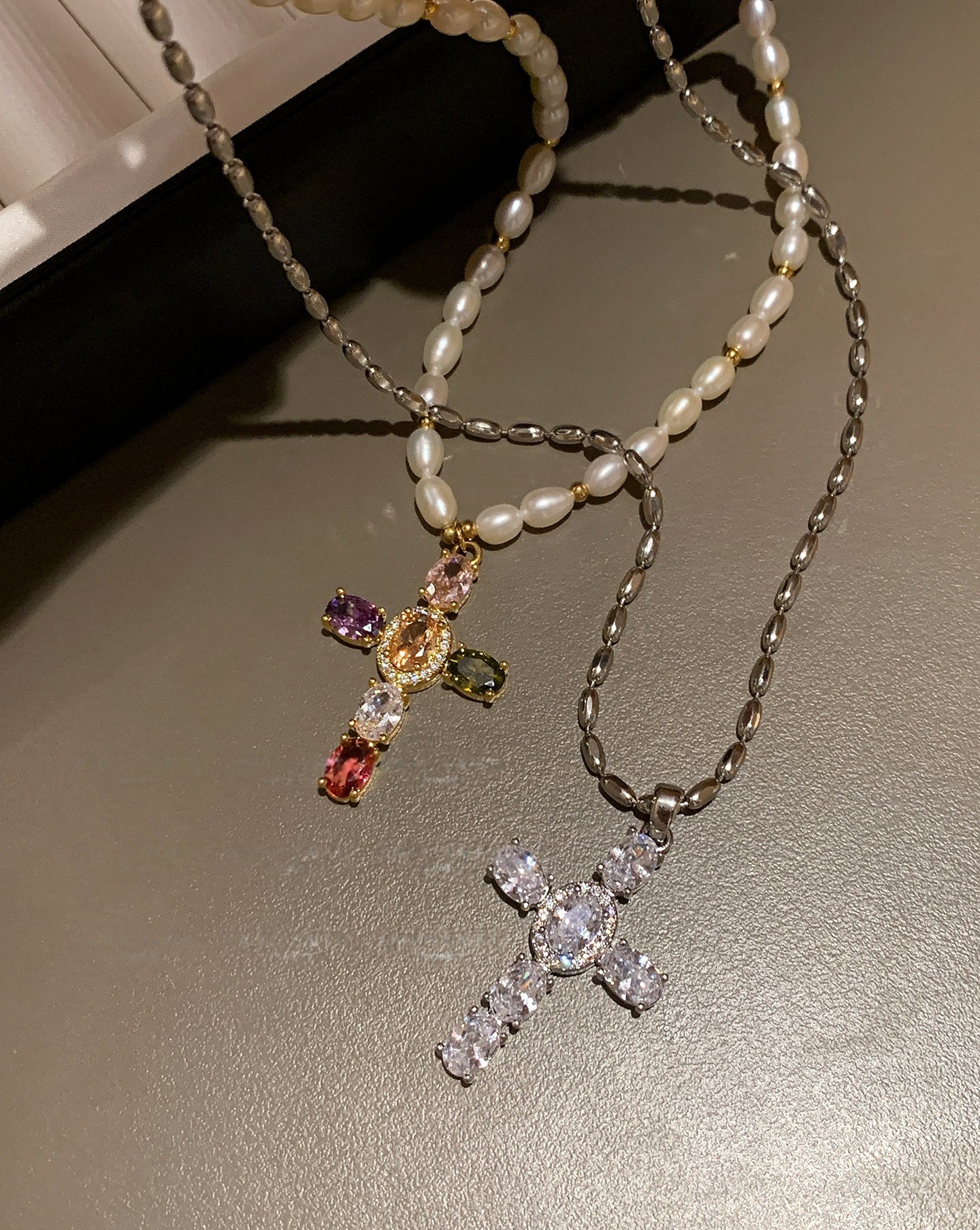 Silver Cross Pendant Necklace Platinum Plated Silver Cross Pendant Necklace Platinum Plated