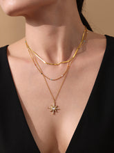 18K Gold Plated Stainless Steel Double-Layer Necklace – 5A Zircon Starburst Pendant
