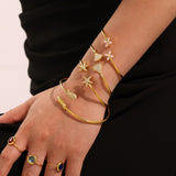 18K Gold Plated Stainless Steel Ocean Bracelet – CZ Fish & Starfish Open Bangle