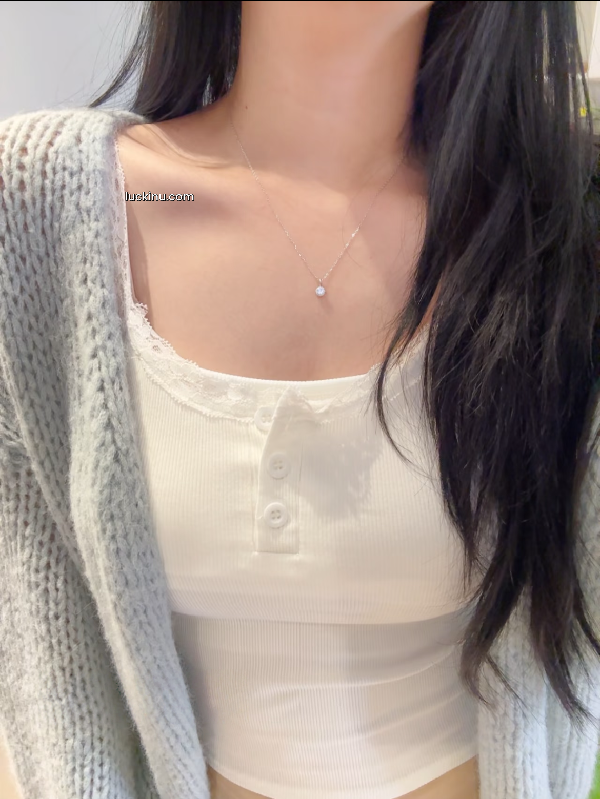 925 Silver Dainty Solitaire Necklace 925 Silver Dainty Solitaire Necklace