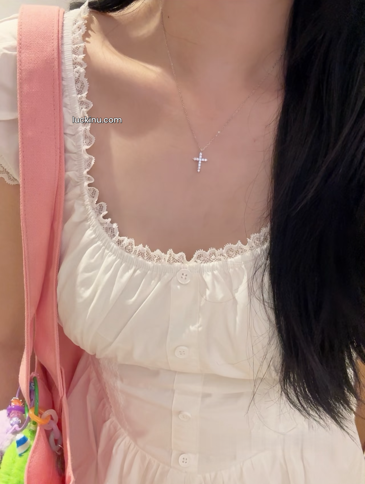 925 Silver Dainty Solitaire Cross Necklace 925 Silver Dainty Solitaire Cross Necklace