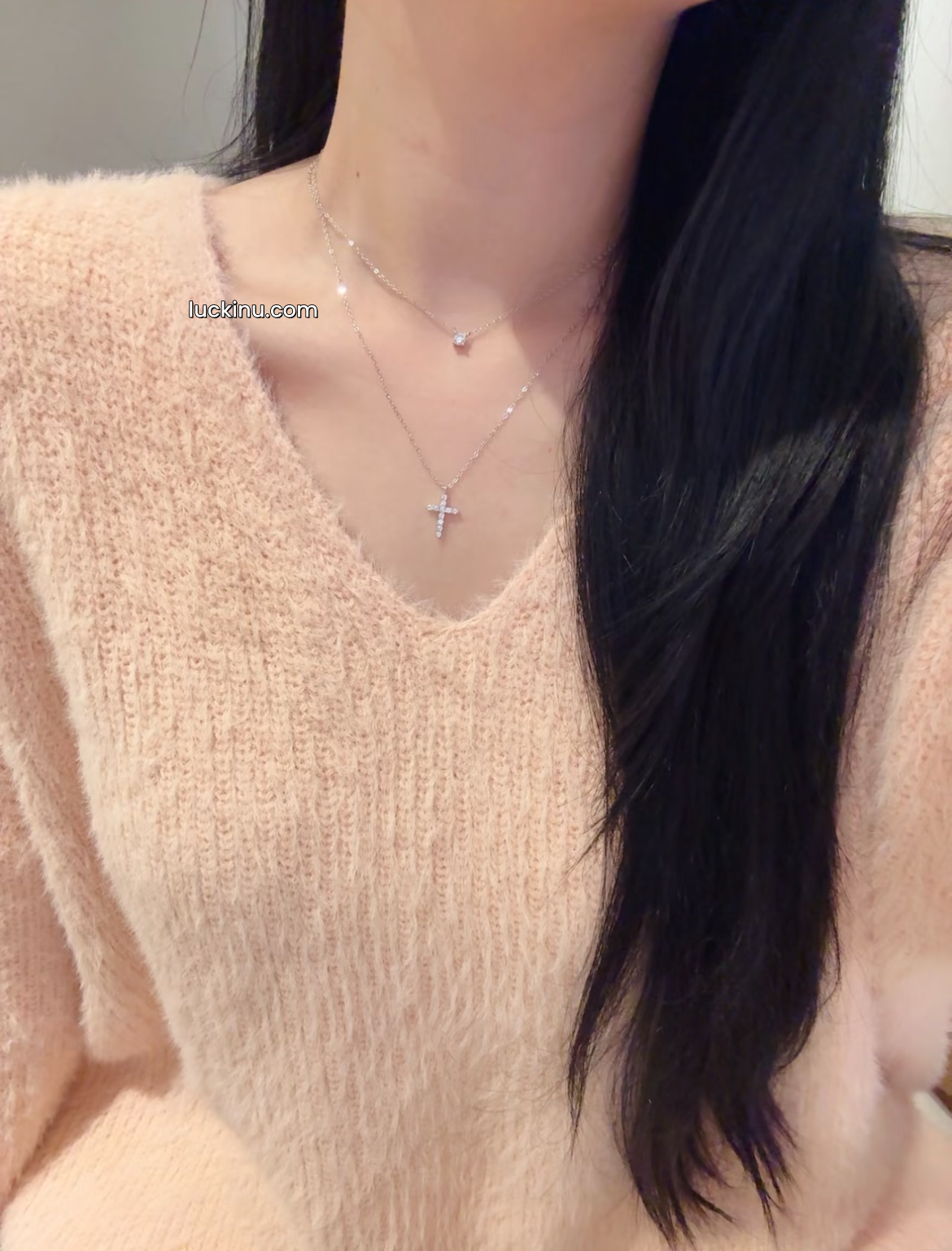 925 Silver Dainty Solitaire Cross Necklace 925 Silver Dainty Solitaire Cross Necklace