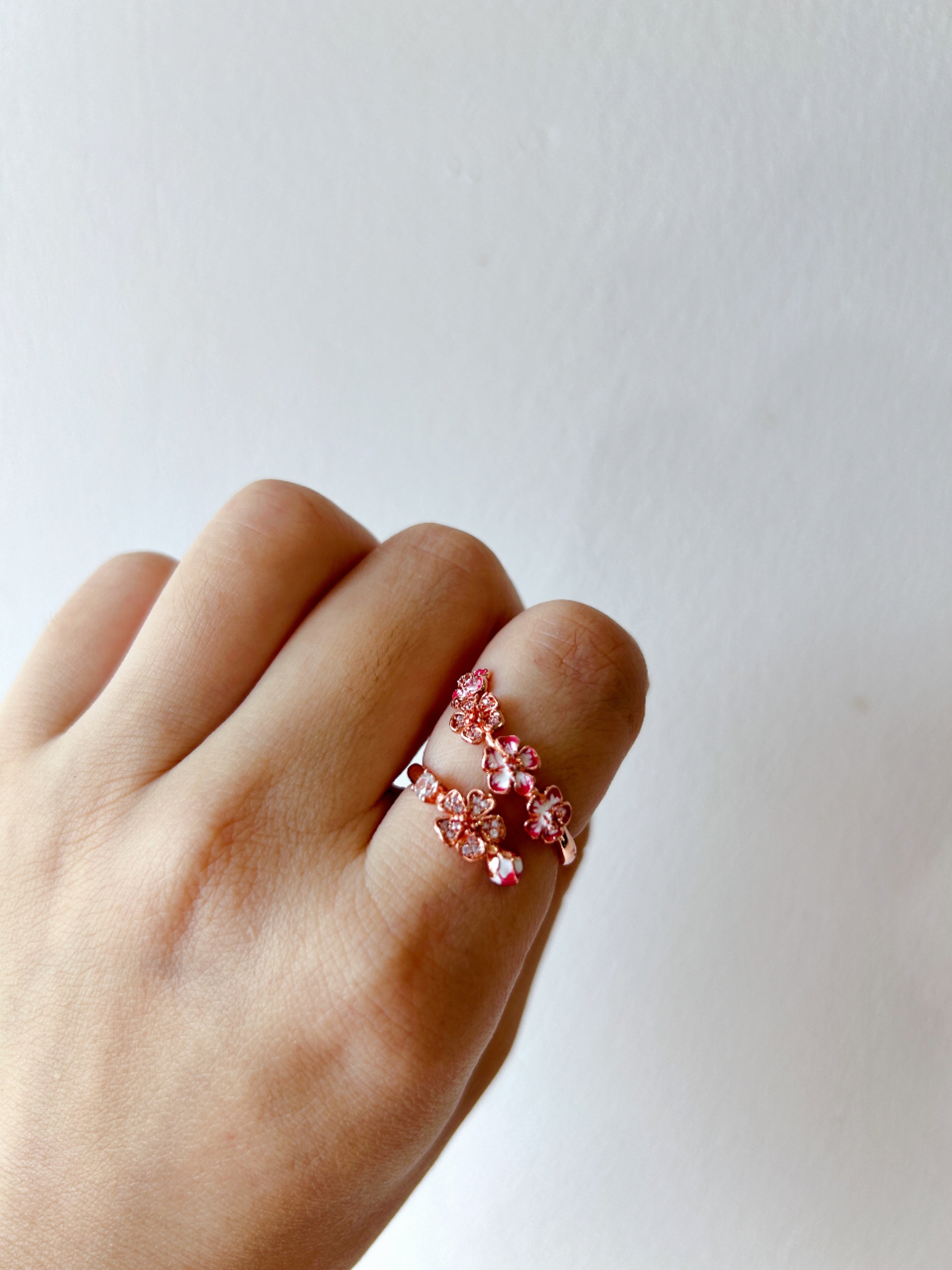 Pink Peach Blossom Open Ring,ring for Women,fashion Jewelry,gift for Her Rose Gold Plating Pink Peach Blossom Open Ring,ring for Women,fashion Jewelry,gift for Her Rose Gold Plating