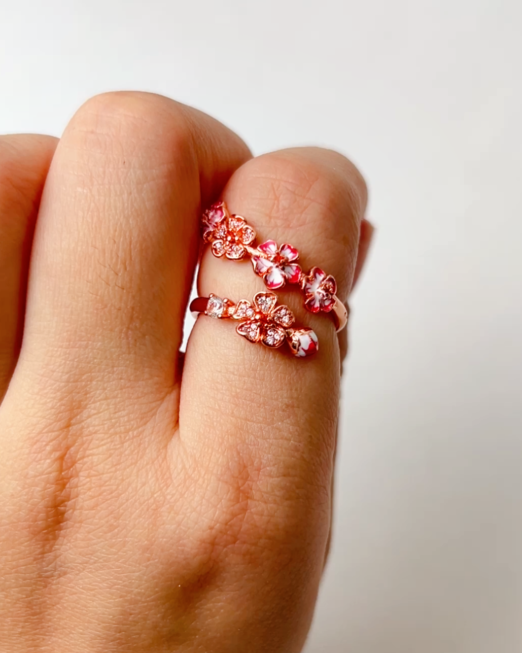 Pink Peach Blossom Open Ring,ring for Women,fashion Jewelry,gift for Her Rose Gold Plating Pink Peach Blossom Open Ring,ring for Women,fashion Jewelry,gift for Her Rose Gold Plating