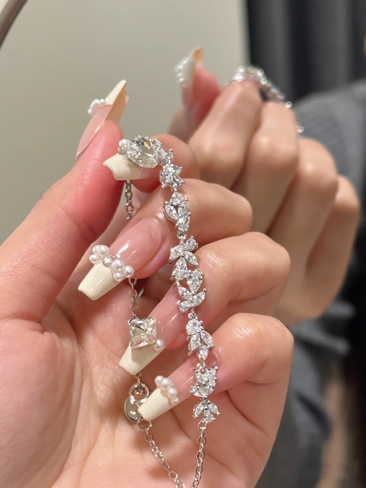 Solid Sterling Silver Wisteria Flower Bracelet Solid Sterling Silver Wisteria Flower Bracelet