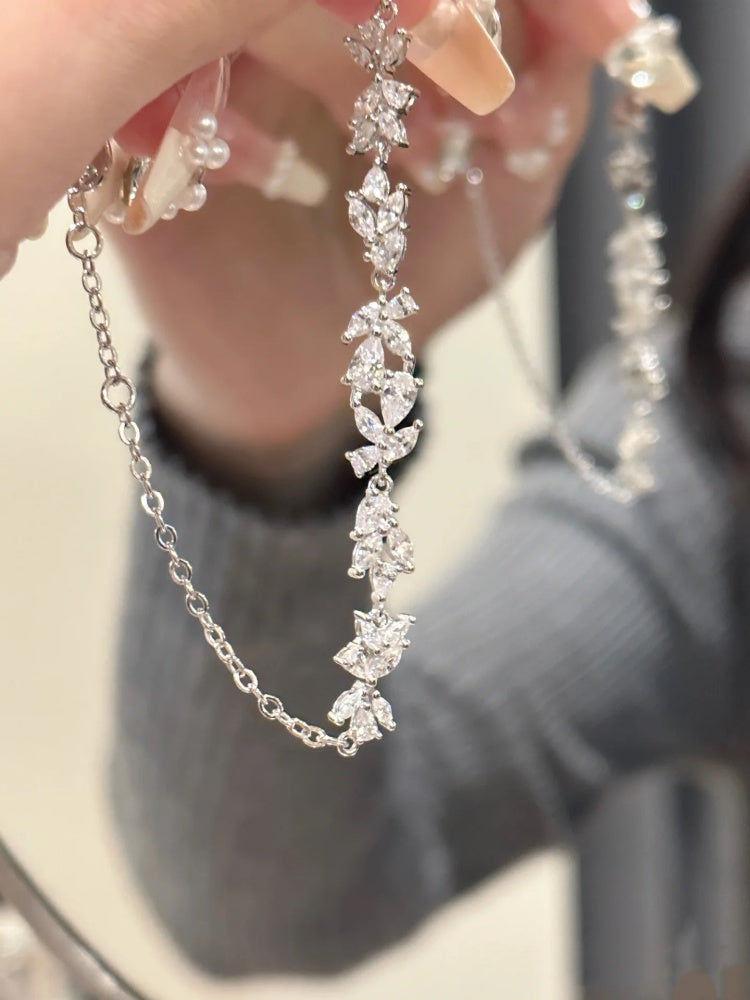 Solid Sterling Silver Wisteria Flower Bracelet Solid Sterling Silver Wisteria Flower Bracelet