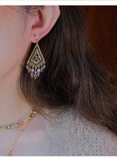 Purple Stone of luck Earrings Gypsy Bohemian