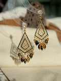Gypsy Bohemian Tiger’s Eye Tassel Earrings