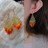 Red Stone of luck Earrings Gypsy Bohemian