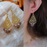 Purple Stone of luck Earrings Gypsy Bohemian