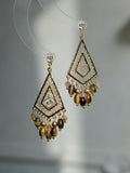 Gypsy Bohemian Tiger’s Eye Tassel Earrings