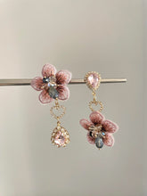 Bohemian red rose rhinestone earring