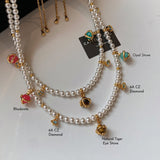 Colorful Planet Pendant Necklace with Swarovski Aurora Pearl