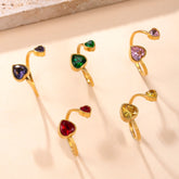 Colorful Heart Open Ring for Women – Stainless Steel Adjustable Zircon Ring, Dainty Titanium Steel Jewelry