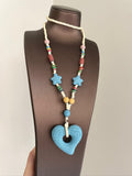 Dopamine Volcanic Stone Blue Heart Necklace
