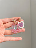 Dopamine rose red love flower earring