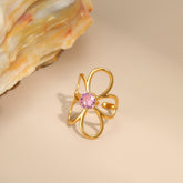 Flower Pink Crystel Ring
