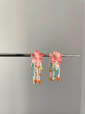 Glazed flower tassels earring