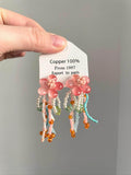 Glazed flower tassels earring