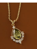 Olive Glow Teardrop Necklace