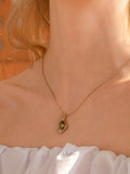 Olive Glow Teardrop Necklace