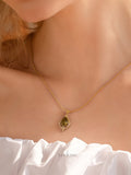 Olive Glow Teardrop Necklace