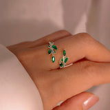 Emerald Sterling Silver Ring Best Gift Resizable Rings May Birthstone Emerald 925 Sterling Silver Adjustable