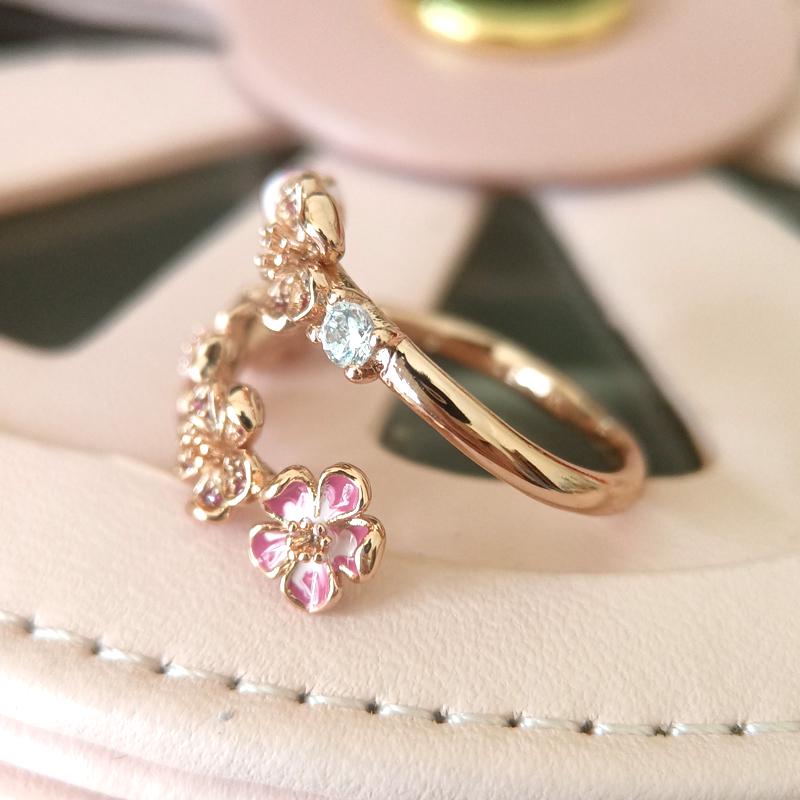 Pink Peach Blossom Open Ring,ring for Women,fashion Jewelry,gift for Her Rose Gold Plating Pink Peach Blossom Open Ring,ring for Women,fashion Jewelry,gift for Her Rose Gold Plating