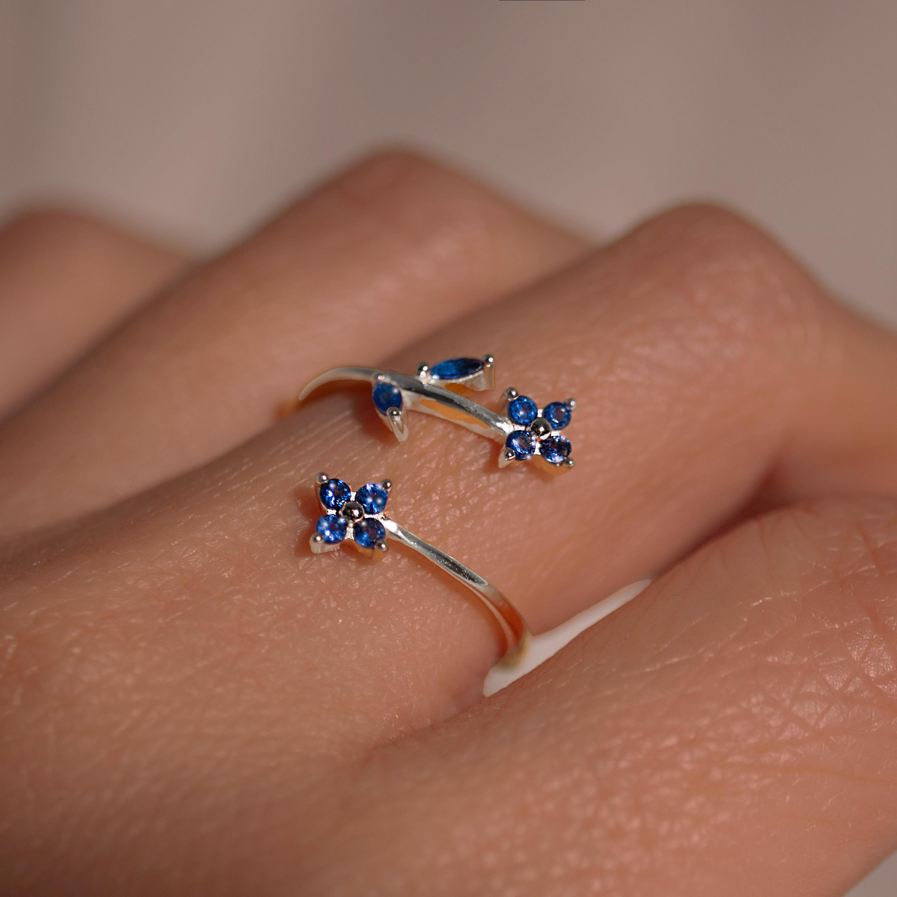 Blue Sapphire 925 Sterling Silver Ring Birth Flower Something Blue Ring for Her Best Gift September Birthstone Blue Sapphire 925 Sterling Silver Ring Birth Flower Something Blue Ring for Her Best Gift September Birthstone