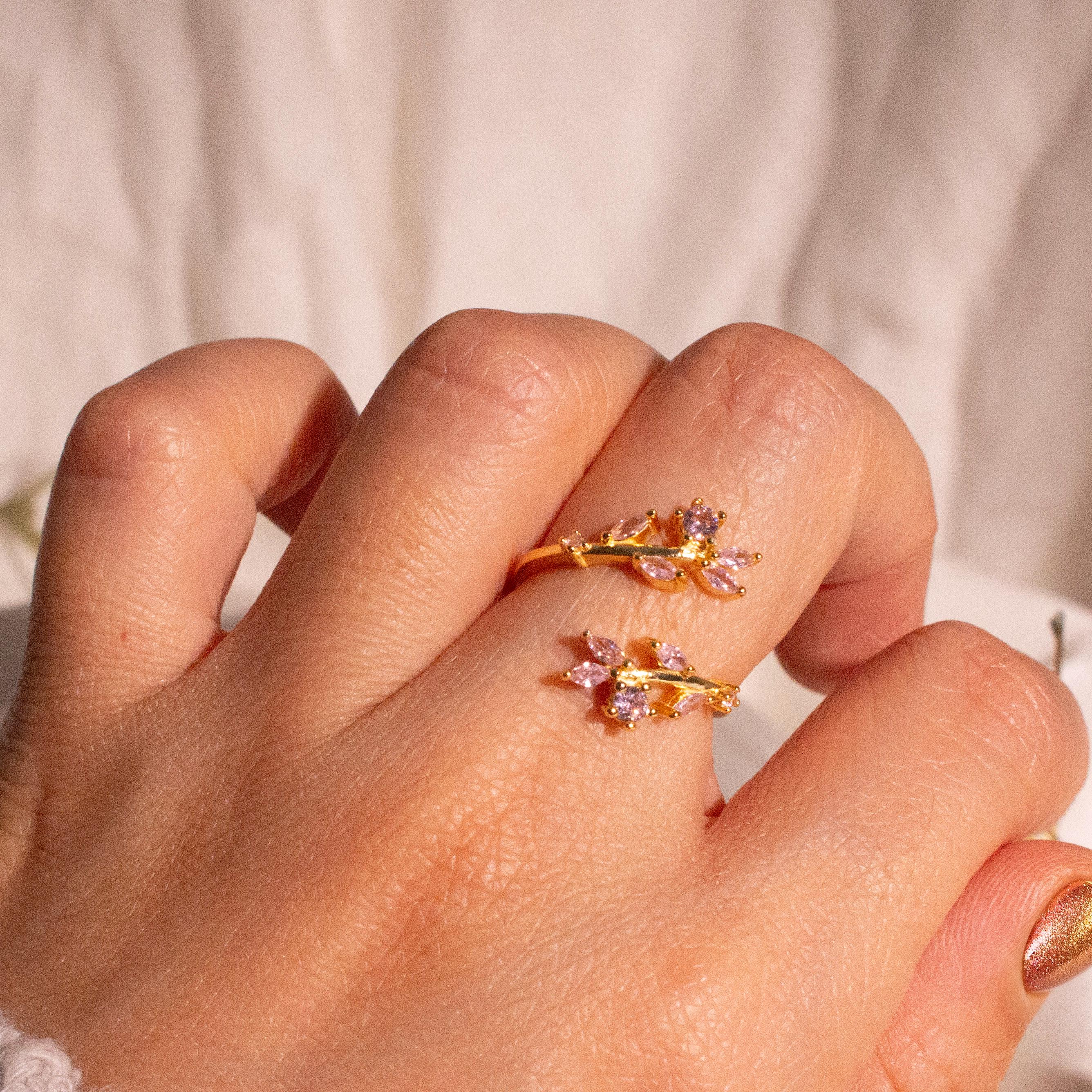 Rose Pink Flower Ring 925 Sterling Silver Adjustable Band Ring Best Gift for Her October Birthstone Rose Pink Flower Ring 925 Sterling Silver Adjustable Band Ring Best Gift for Her October Birthstone