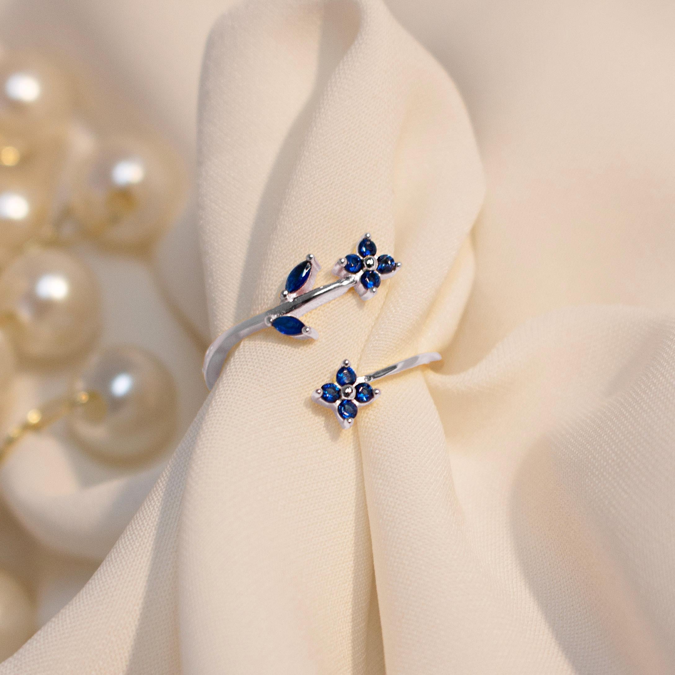 Blue Sapphire 925 Sterling Silver Ring Birth Flower Something Blue Ring for Her Best Gift September Birthstone Blue Sapphire 925 Sterling Silver Ring Birth Flower Something Blue Ring for Her Best Gift September Birthstone