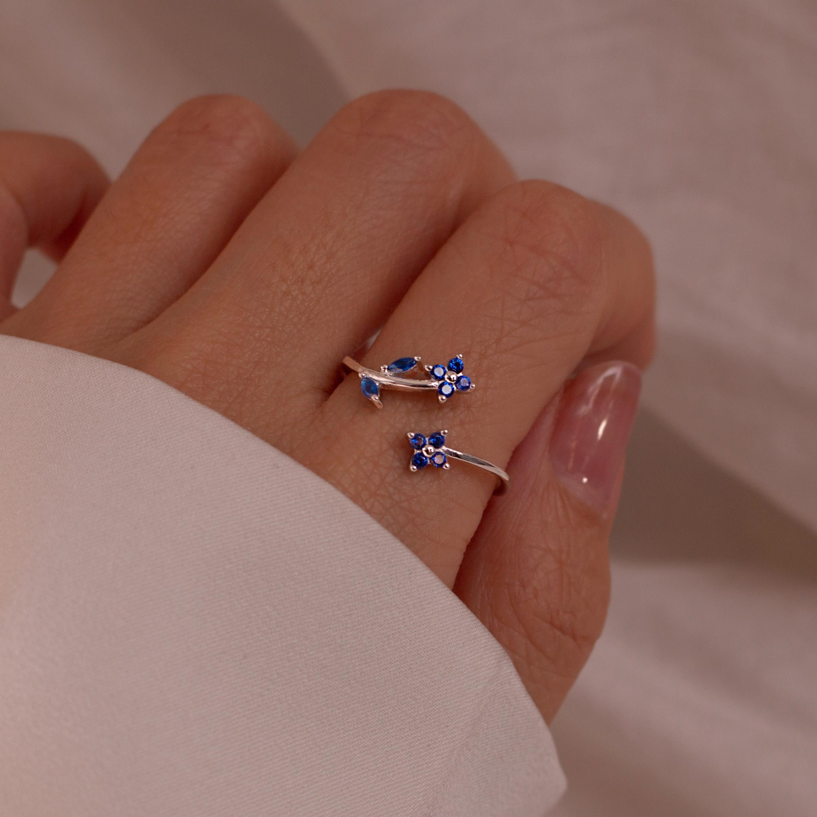 Blue Sapphire 925 Sterling Silver Ring Birth Flower Something Blue Ring for Her Best Gift September Birthstone Blue Sapphire 925 Sterling Silver Ring Birth Flower Something Blue Ring for Her Best Gift September Birthstone