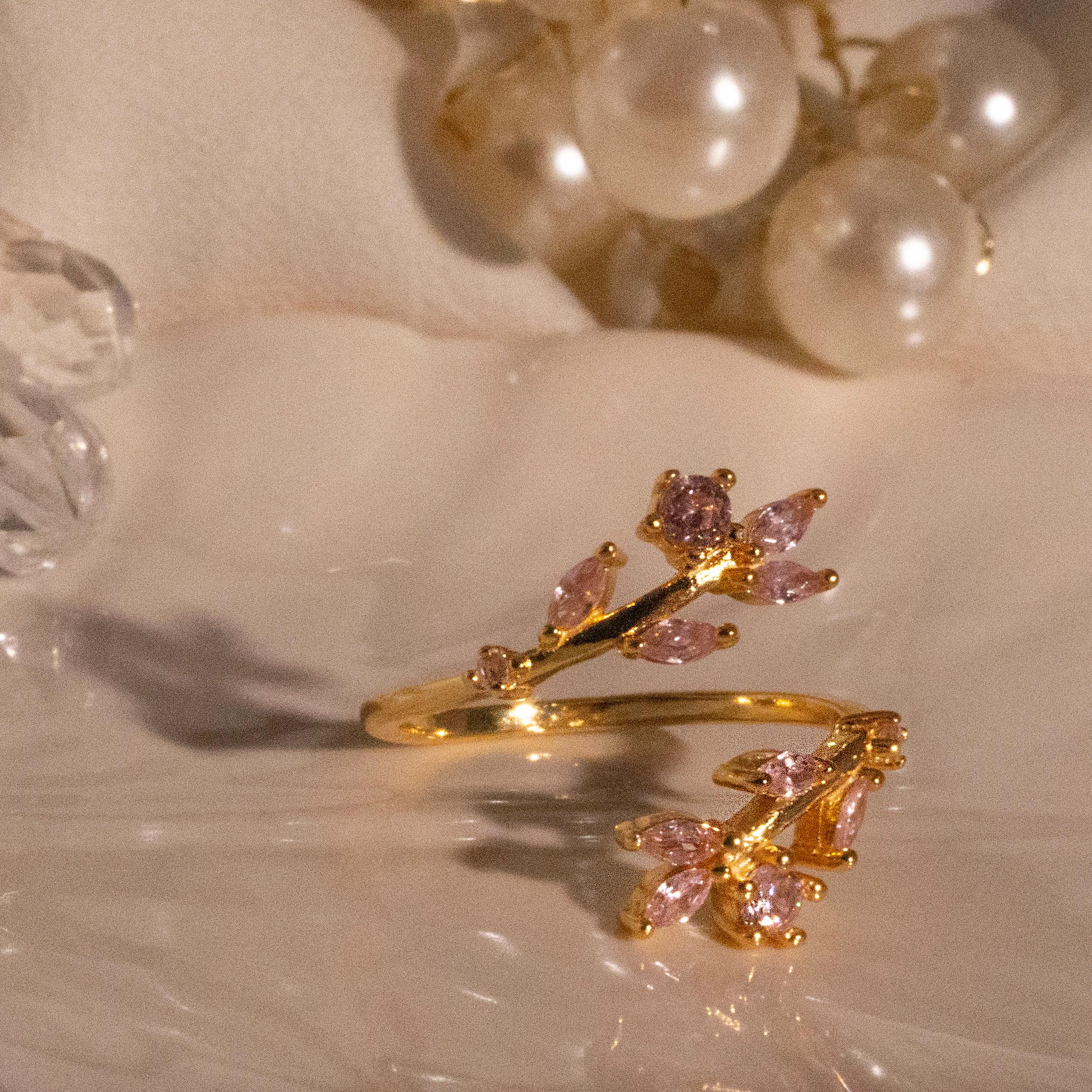 Rose Pink Flower Ring 925 Sterling Silver Adjustable Band Ring Best Gift for Her October Birthstone Rose Pink Flower Ring 925 Sterling Silver Adjustable Band Ring Best Gift for Her October Birthstone