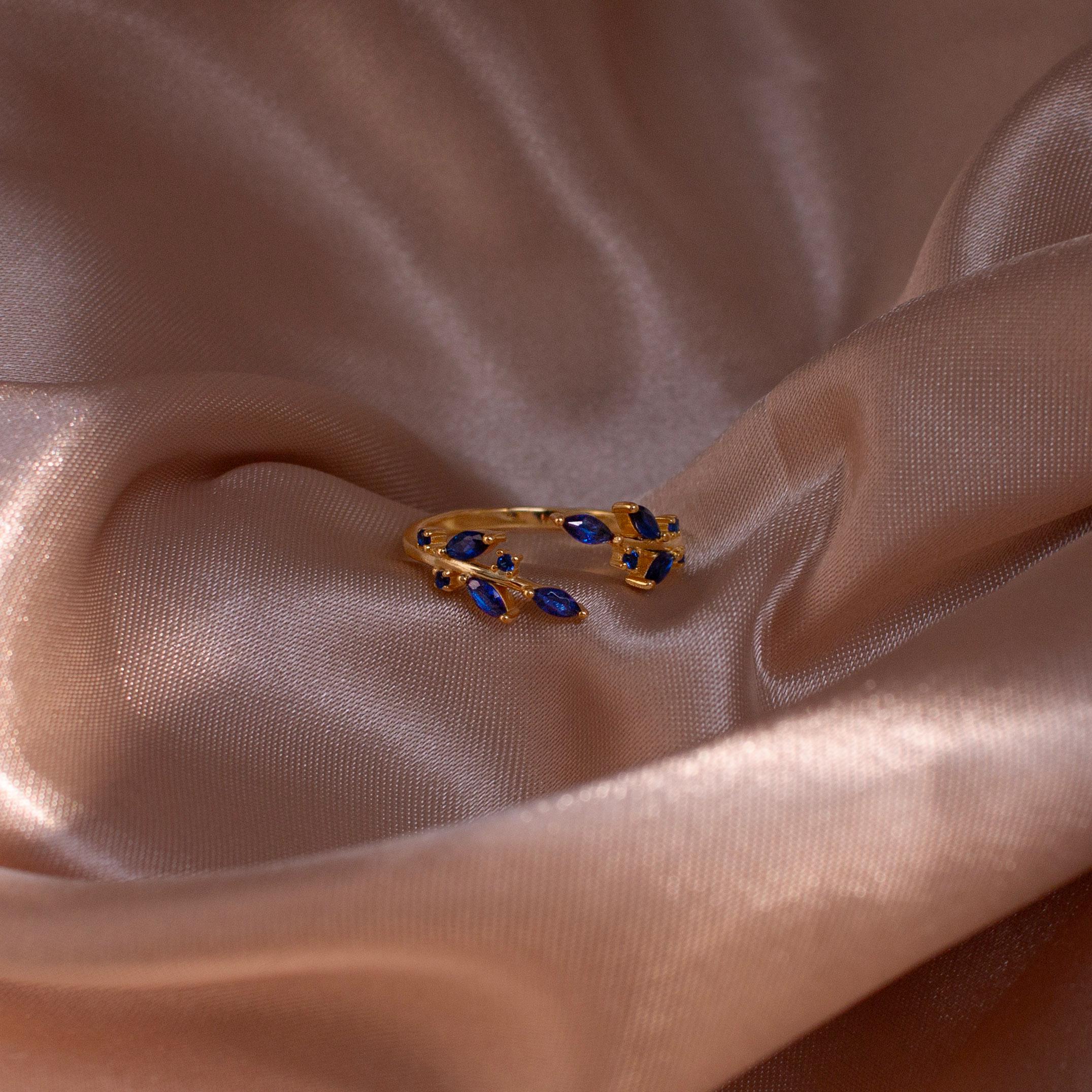 Blue Sapphire Ring 925 Sterling Silver Something Blue Rings Leaf Adjustable Everyday Jewelry, September Birthstone Personalized Gift Blue Sapphire Ring 925 Sterling Silver Something Blue Rings Leaf Adjustable Everyday Jewelry, September Birthstone Personalized Gift