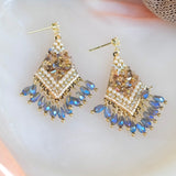 Miao Girl Bohemian Crystal Tassel Statement Earrings