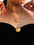 Minimalist Round Pendant Necklace – 18K Gold Stainless Steel Dainty Choker