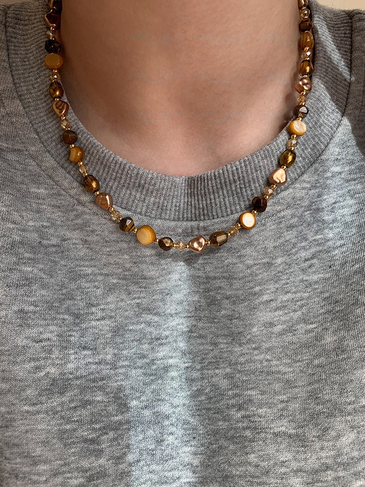 Natural Tiger Eye Mala-Style Necklace Natural Tiger Eye Mala-Style Necklace