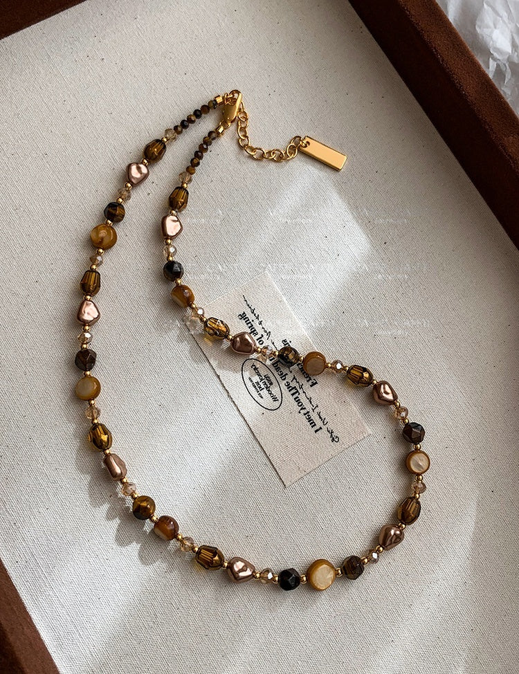 Natural Tiger Eye Mala-Style Necklace Natural Tiger Eye Mala-Style Necklace