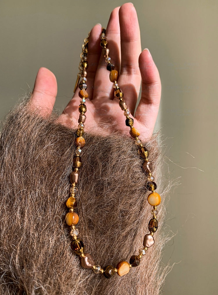 Natural Tiger Eye Mala-Style Necklace Natural Tiger Eye Mala-Style Necklace