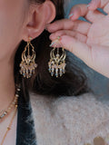 Nomad’s Song Bohemian Ethnic Carved Tassel Glass Beaded Earrings