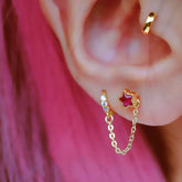 Star Chain Double Piercing Stud