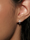 S925 Sterling Silver Sparkling Mini Cross Hoop Earrings