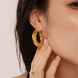 18K Gold Plated Stainless Steel Scales Hoop Earrings – Vacation Chic & Lightweight