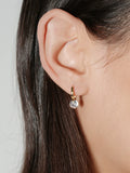 Floating Clear Cubic Zirconia Hoop Stud Earrings