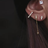 Geometric CZ Drop Stud Sterling Silver