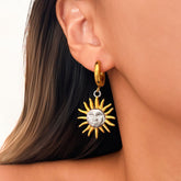 Sun & Portrait Pendant Earrings