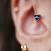 Mini Triangle CZ Helix Stud Sterling Silver